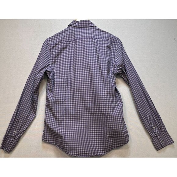 J Maverick Men's Slim Fit Button Up Shirt Size S Purple Blue White Check - Picture 2 of 9